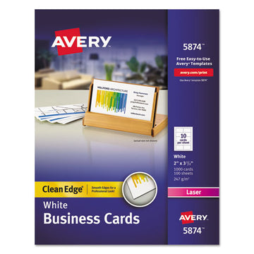 Avery® Clean Edge Business Cards, Laser, 2 X 3.5, White, 1,000 Cards, 10 Cards-sheet, 100 Sheets-box freeshipping - TVN Wholesale